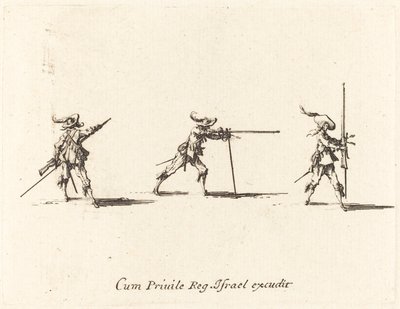 Posizione di tiro con il moschetto da Jacques Callot