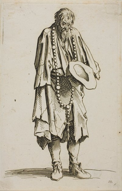 Il Mendicante con un Rosario, tavola undici da I Mendicanti da Jacques Callot