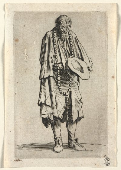 I mendicanti: Mendicante con rosario, c. 1623 da Jacques Callot