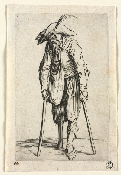 I mendicanti: Mendicante con gamba di legno, c. 1623 da Jacques Callot