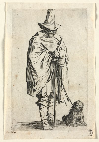 I mendicanti: Cieco con il suo cane da Jacques Callot