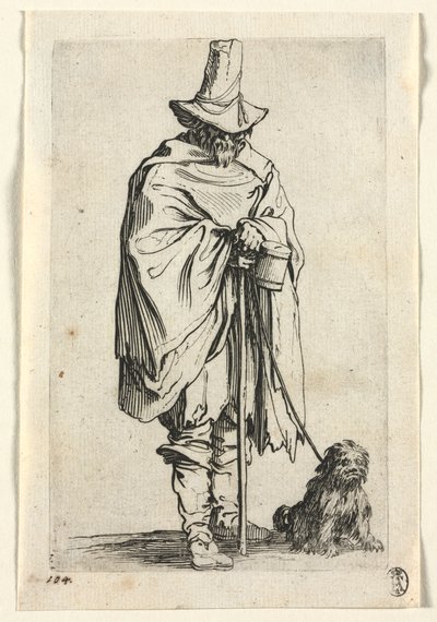 I mendicanti: uomo cieco con il suo cane, c. 1623 da Jacques Callot