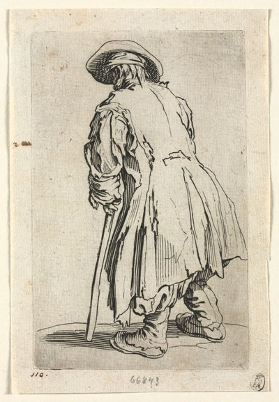 I mendicanti: Vecchio mendicante su una sola stampella, c. 1623 da Jacques Callot