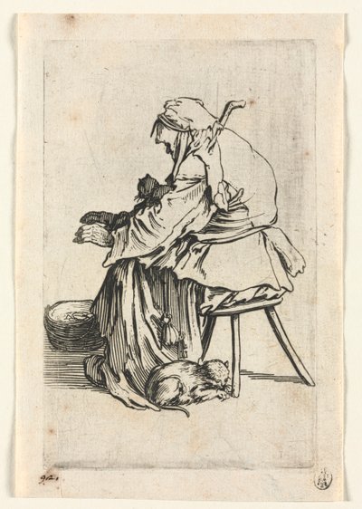 I mendicanti: Vecchia donna e gatti da Jacques Callot