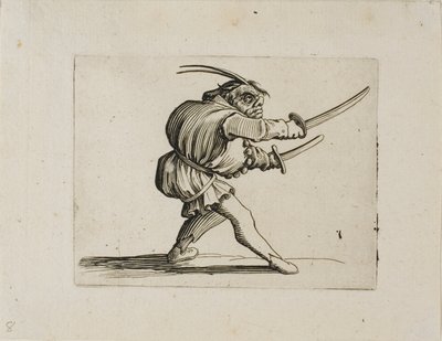 Il duellante con due spade, da Varie Figure Gobbi da Jacques Callot