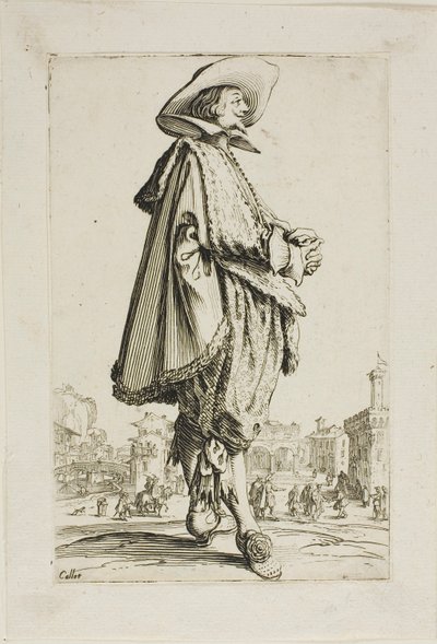 Il gentiluomo con le mani giunte, tavola undici da La Noblesse da Jacques Callot