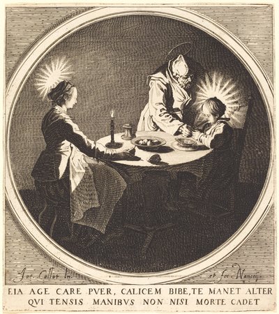 La Sacra Famiglia a tavola da Jacques Callot