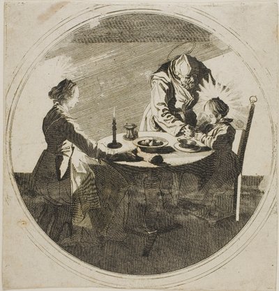 La Sacra Famiglia a tavola da Jacques Callot