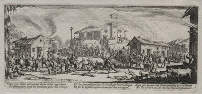Le grandi miserie della guerra: Saccheggio e incendio di un villaggio, 1633 da Jacques Callot