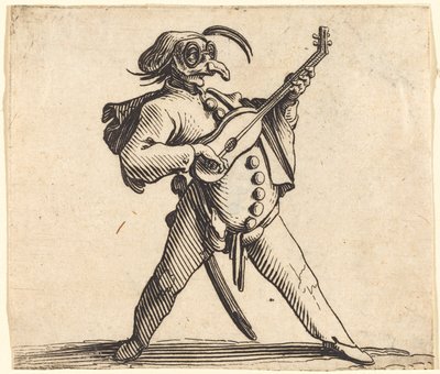 Il comico mascherato che suona una chitarra da Jacques Callot