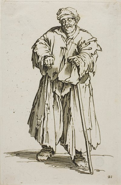 Il mendicante obeso con gli occhi abbassati, tavola 21 da I mendicanti da Jacques Callot