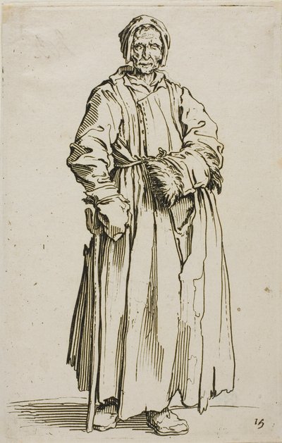 La donna con un occhio solo, tavola quindici da I mendicanti da Jacques Callot