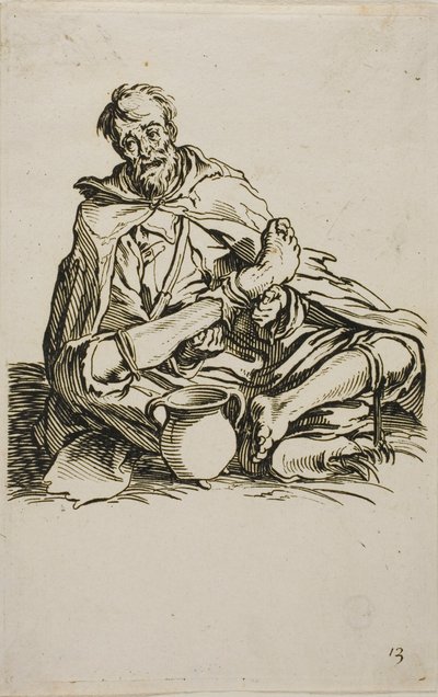 Il Malato, tavola tredici da I Mendicanti da Jacques Callot