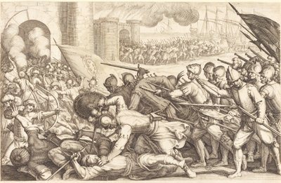 Le truppe forzano il cancello di una città da Jacques Callot