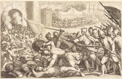 Le truppe che forzano la porta di una città da Jacques Callot