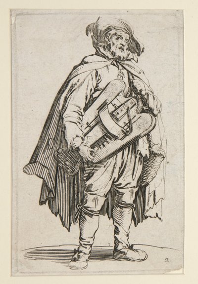 Il suonatore di ghironda, da I mendicanti da Jacques Callot