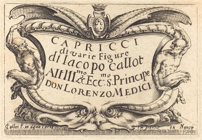 Pagina del Titolo per "I Capricci" da Jacques Callot