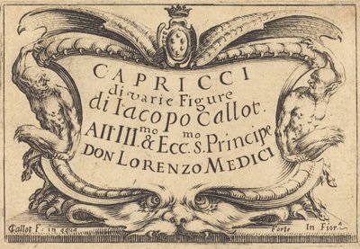 Pagina del titolo per I Capricci da Jacques Callot
