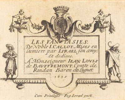 Pagina del titolo per "Le fantasie" da Jacques Callot