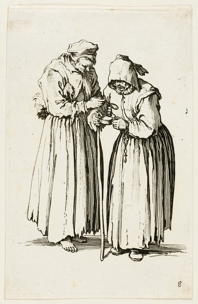 Due donne mendicanti, tavola otto da I mendicanti da Jacques Callot