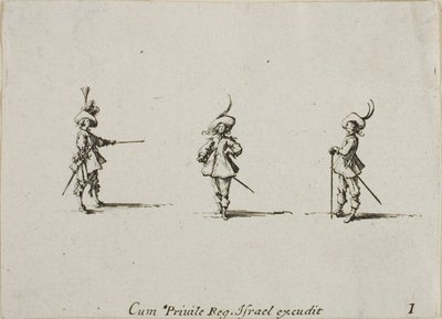 Esercitazione disarmata, piatto uno da Le esercitazioni militari da Jacques Callot