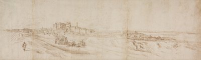 Veduta del Castello Bracciano, vicino a Roma con carrozza e figure da Jacques Callot