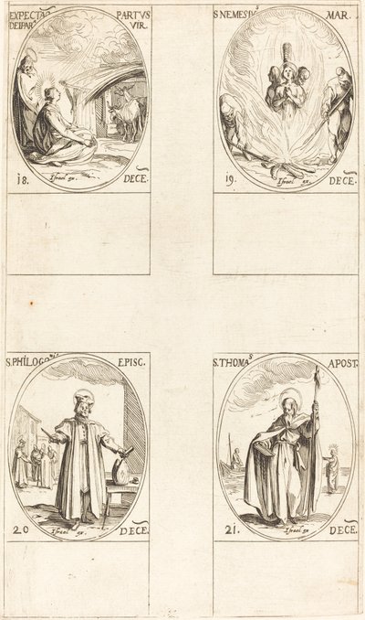 Aspettando che la Vergine partorisca; San Nemesio; San Filogonio; San Tommaso da Jacques Callot