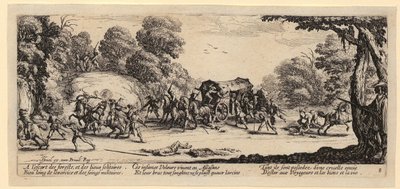Assalto a una diligenza postale, foglio 8 della serie "I grigi della guerra" da Jacques Callot
