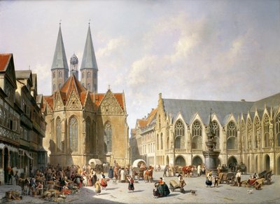 La piazza del mercato della città vecchia, Brunswick, 1890 da Jacques Carabain