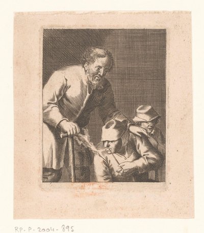 Figura con pipa seduta tra uomo e bambino da Jacques Dassonville (attributed to)
