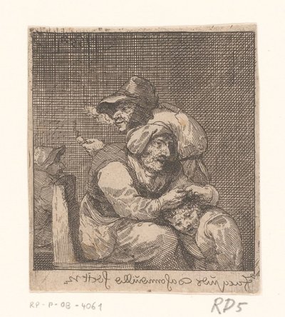 Donna anziana spulcia un bambino da Jacques Dassonville (attributed to)