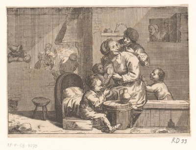 Scena domestica con bambino allattato da Jacques Dassonville