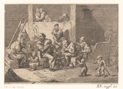 Interno con suonatore di cornamusa e violino e due cantanti da Jacques Dassonville