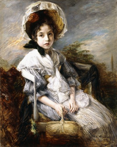 Ritratto di una giovane ragazza seduta in un paesaggio da Jacques Emile Blanche