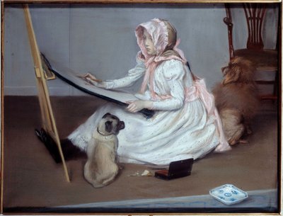 Giovane ragazza che disegna da Jacques Emile Blanche