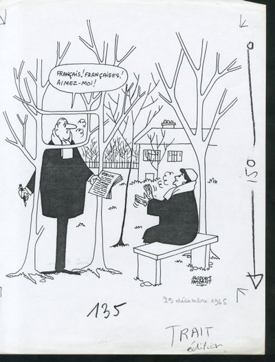 Paris-Presse, Satirica in B  W da Jacques Faizant