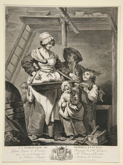 La venditrice di mele cotte da Jacques Firmin Beauvarlet