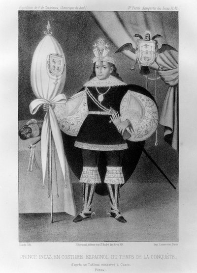Principe Inca, in costume spagnolo durante il periodo della conquista, XVI secolo 1852 da Jacques Francois Gauderique Llanta