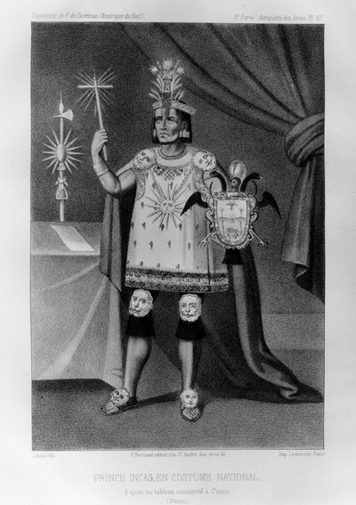 Principe Inca, costume nazionale, 1852 da Jacques Francois Gauderique Llanta