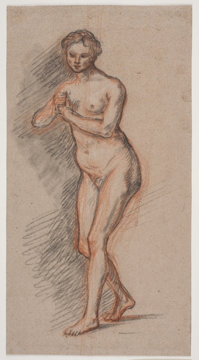 Figura di Modella Femminile con le Mani Davanti al Petto da Jacques Francois Joseph Saly