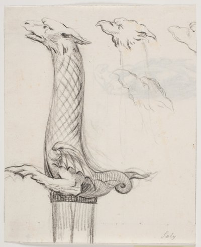 Impugnatura di spada a forma di drago e tre teste di drago da Jacques Francois Joseph Saly