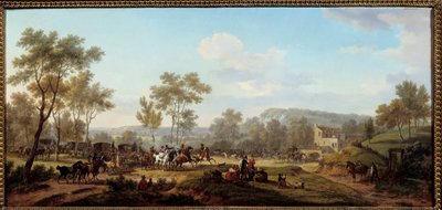 Una corsa nei pressi di Longchamps Attacchi e cavalieri nella campagna parigina da Jacques Francois Joseph Swebach