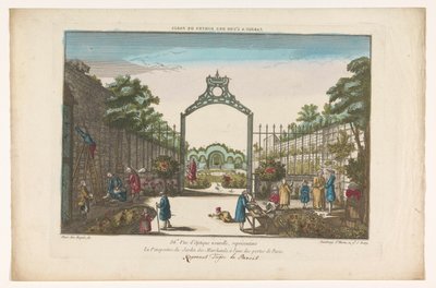 Veduta del Jardin des Marchands a Parigi da Jacques Gabriel Huquier