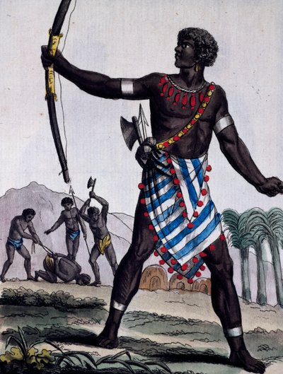 Guerriero Anzikos, Africa, incisione da Encyclopedia of voyages da Jacques Grasset de Saint Sauveur