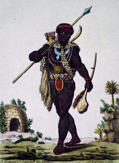 Uomo della tribù Namaquas, Africa, incisione da Encyclopedia of voyages da Jacques Grasset de Saint Sauveur