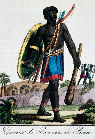 Guerriero del Benin Africa, incisione dall