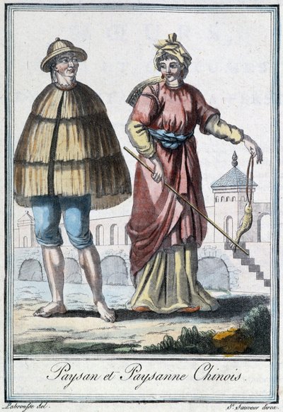 Contadino e contadina cinesi - in "Enciclopedia dei viaggi" di Grasset St Sauveur, ed. 1796 da Jacques Grasset de Saint Sauveur
