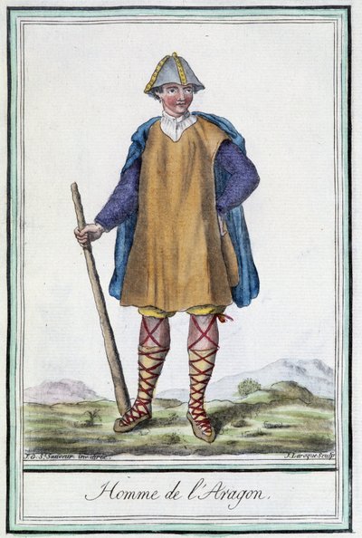Uomo di Aragona (Spagna) - in "Enciclopedia dei viaggi" di Grasset St Sauveur, ed. 1796 da Jacques Grasset de Saint Sauveur