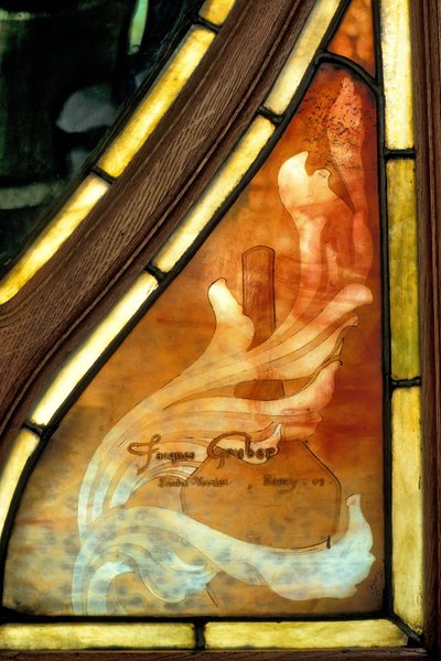 Nancy (dipartimento 54), Art Nouveau, Camera di Commercio e Borsa, Firma di una vetrata di Jacques Gruber (1870-1936) da Jacques Gruber