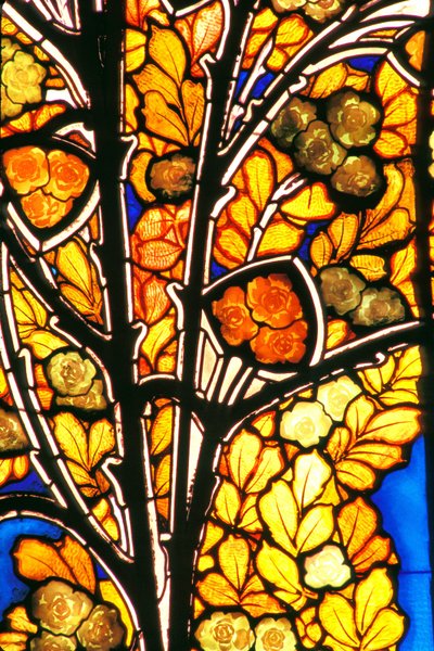 Nancy, Art Nouveau, Hotel Bergeret, Vetrata di Jacques Gruber, rose e gabbiani da Jacques Gruber